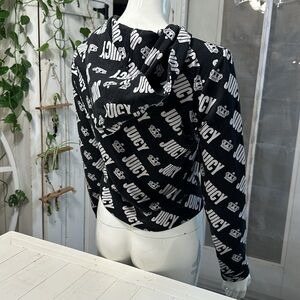 Vtg Juicy Couture Y2K black and white zip up hoodie with pockets size sm